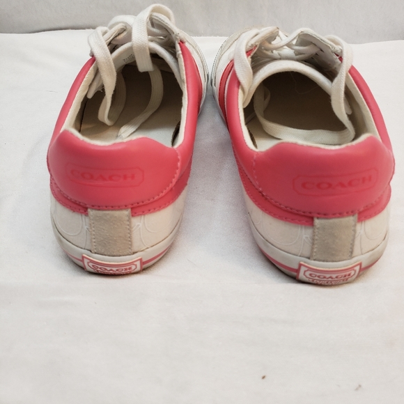 COACH Cady Canvas White Red Pink Tennis Shoe Sneaker Size 9 - Picture 6 of 8